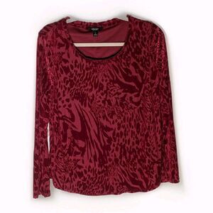 Simply Vera Wang Red Velvet Burnout Top Sz M Sheer Stretch Whimsygoth Fairy